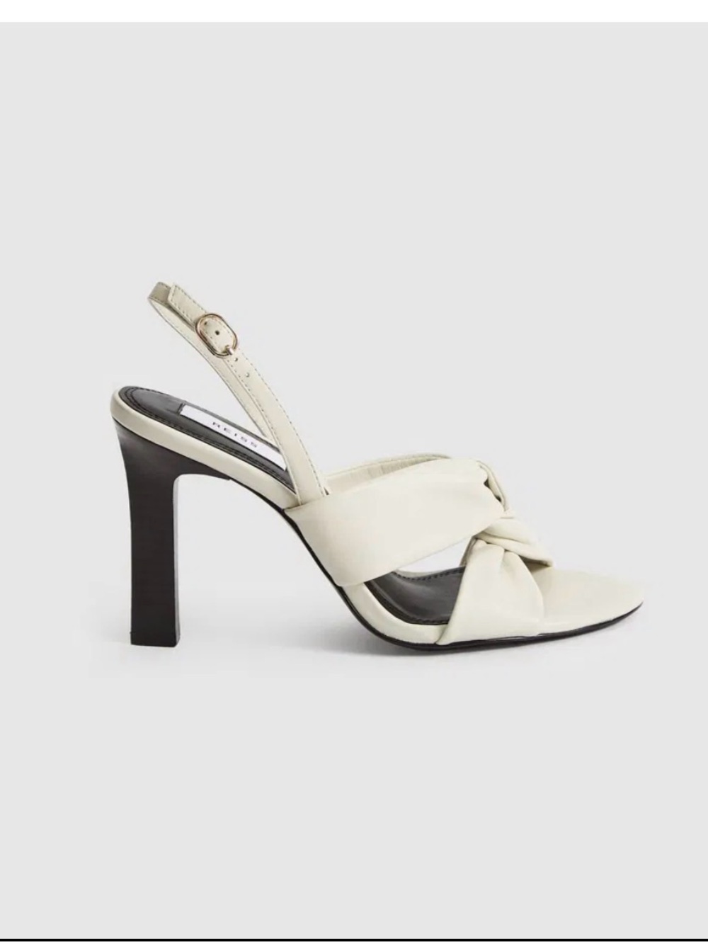 Reiss Cream Knot-Front Slingback Heels with Black Stiletto
